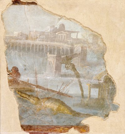 Wall Fragment with a Nile Landscape by Unbekannt Unbekannt